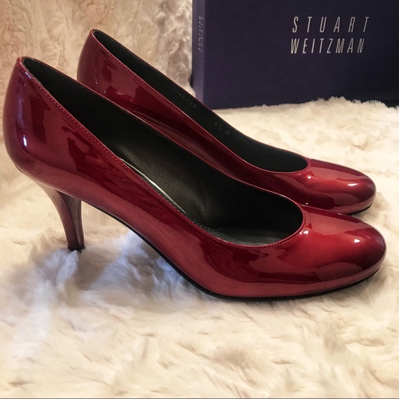 Ruby Red Stuart Weitzman Patent Leather Heels - Picture 2 of 7